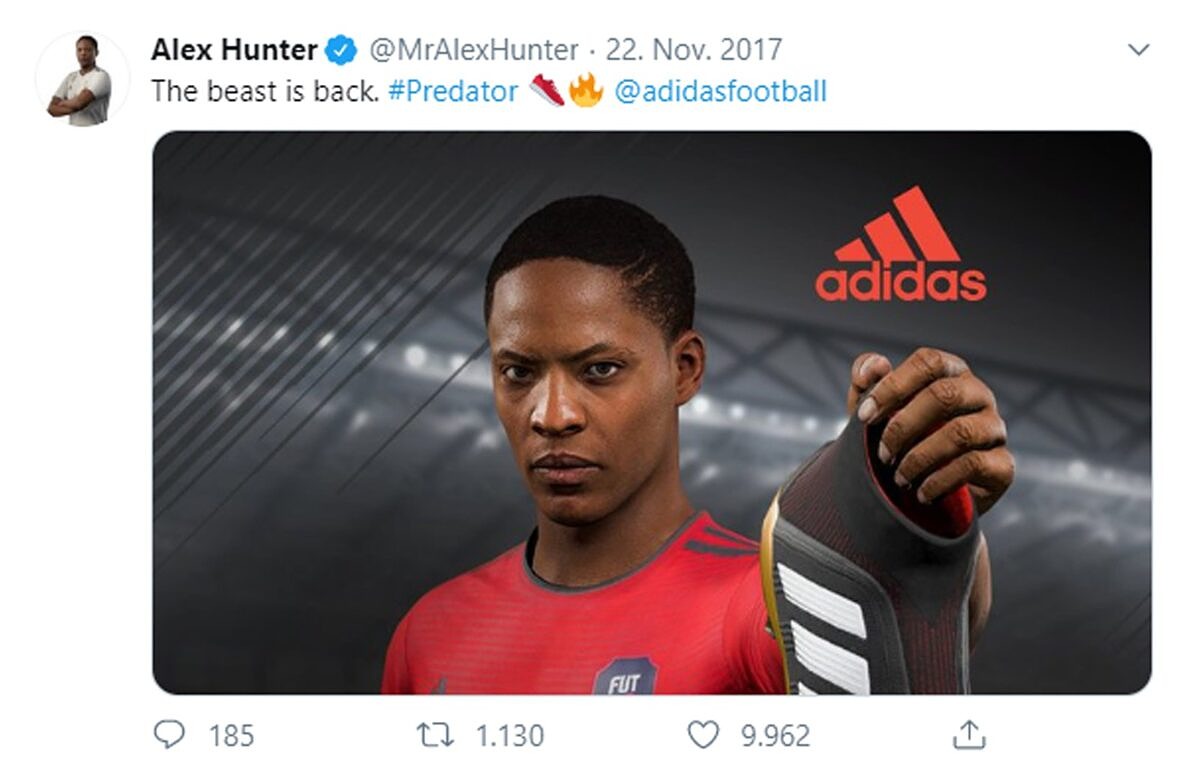 Besides major fashion labels, other companies, such as sporting goods manufacturer adidas, are increasingly banking on virtual influencers. With Alex Hunter, the character from the FIFA series by EA SPORTS, adidas is using a well-known fictional character alongside real soccer stars in its campaigns.