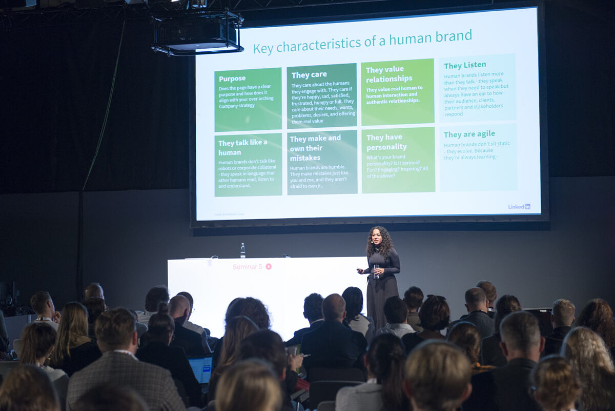 Bian Salins from LinkedIn talks about brand reputation in Seminar 5 at DMEXCO 2019.